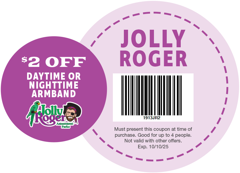 $2 OFF Daytime or Nighttime Armband at Jolly Roger Amusement Parks